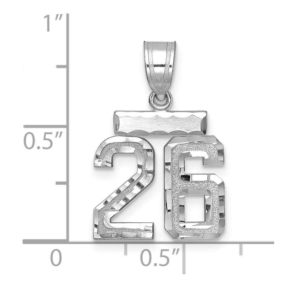 14kw Small Brushed Diamond-cut Number 26 Charm