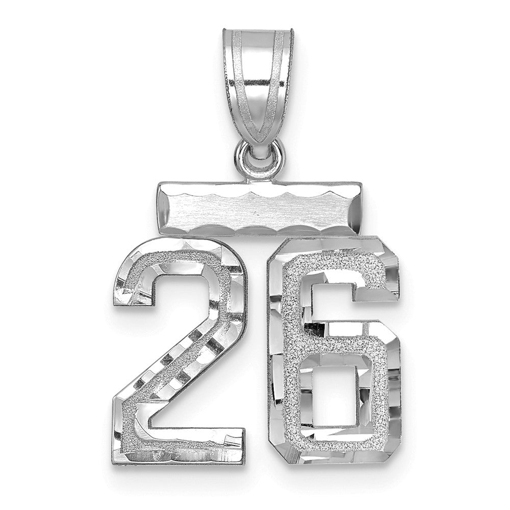 14kw Small Brushed Diamond-cut Number 26 Charm