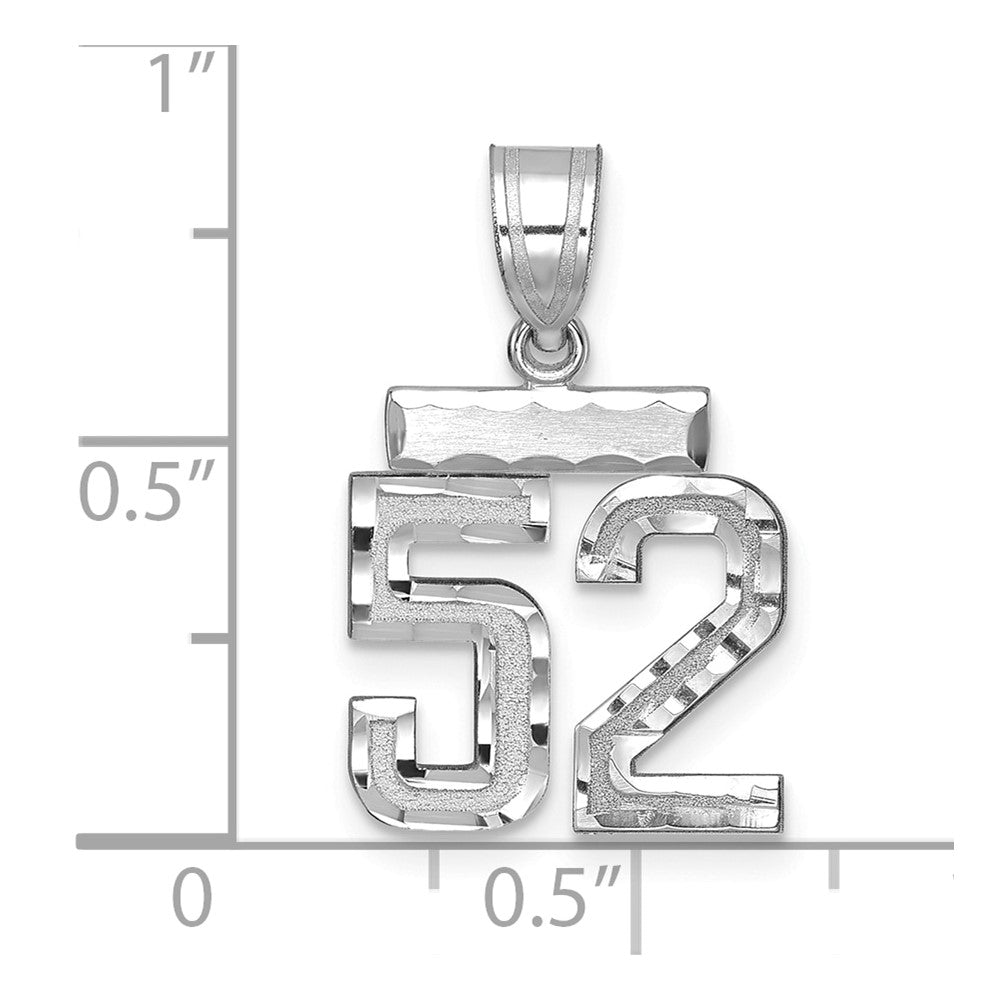 14kw Small  Brushed Diamond-cut Number 52 Charm