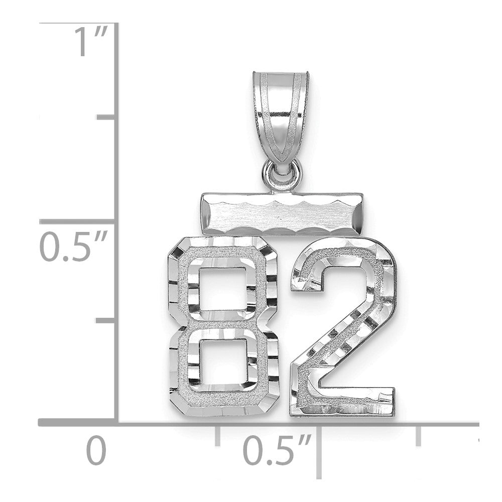 14kw Small Brushed Diamond-cut Number 82 Charm