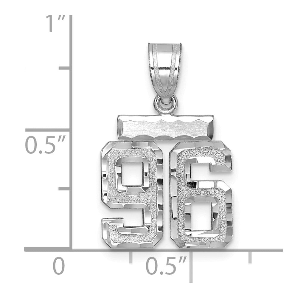 14kw Small Brushed Diamond-cut Number 96 Charm