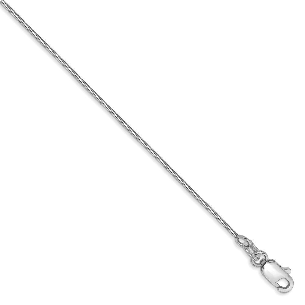 14K White Gold .8mm Round Snake with Lobster Clasp Anklet