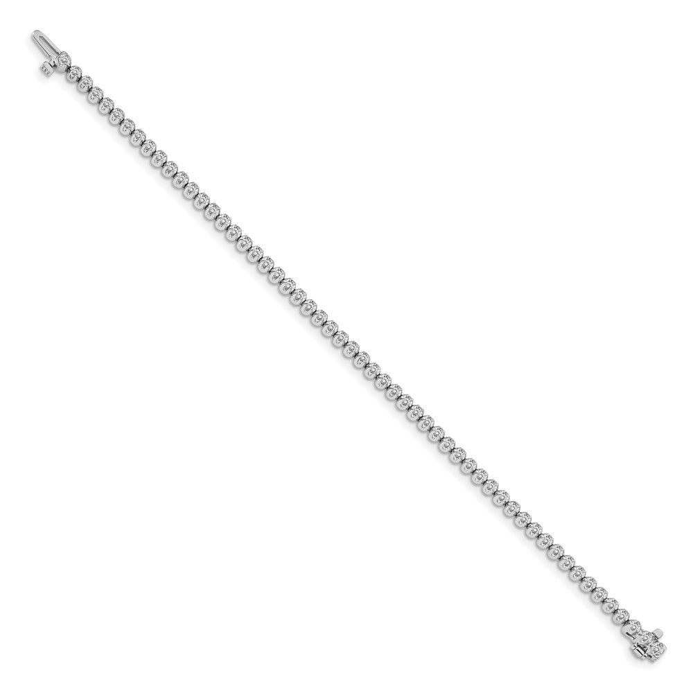 14k White Gold Complete 1 carat Round VS Diamond 4-prong 7 inch Tennis Bracelet