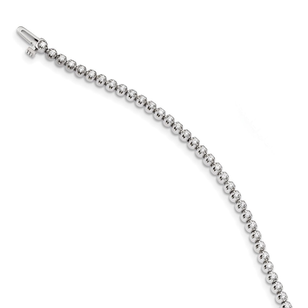 14k White Gold Complete 1 carat Round A Diamond 4-prong 7 inch Tennis Bracelet