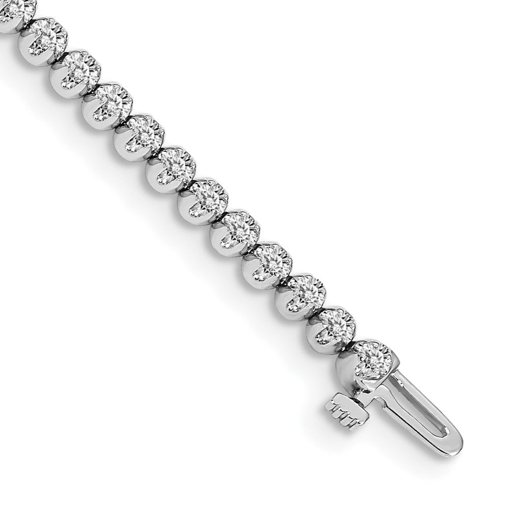 14k White Gold Complete 1 carat Round AAA Diamond 4-prong 7 inch Tennis Bracelet