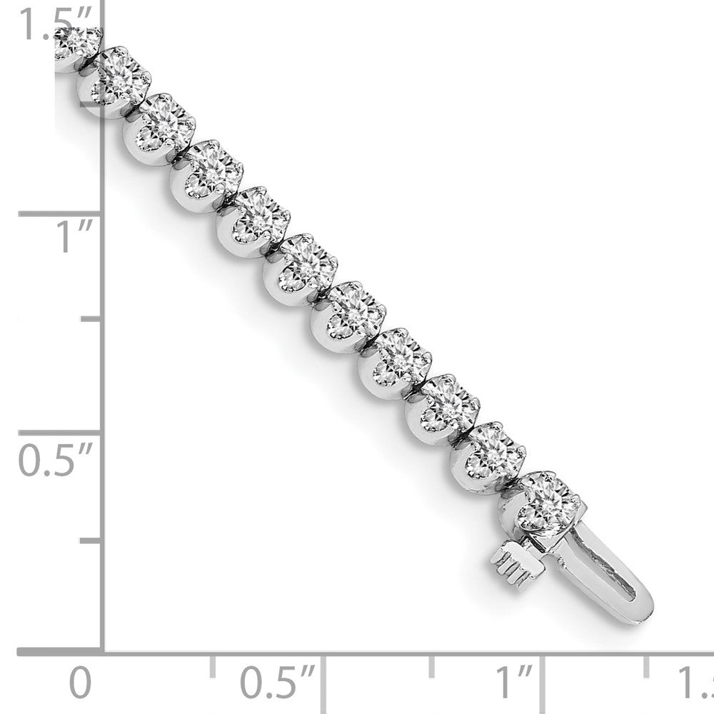 14k White Gold Complete 3.15 carat A Diamond 4-prong 7 inch Tennis Bracelet