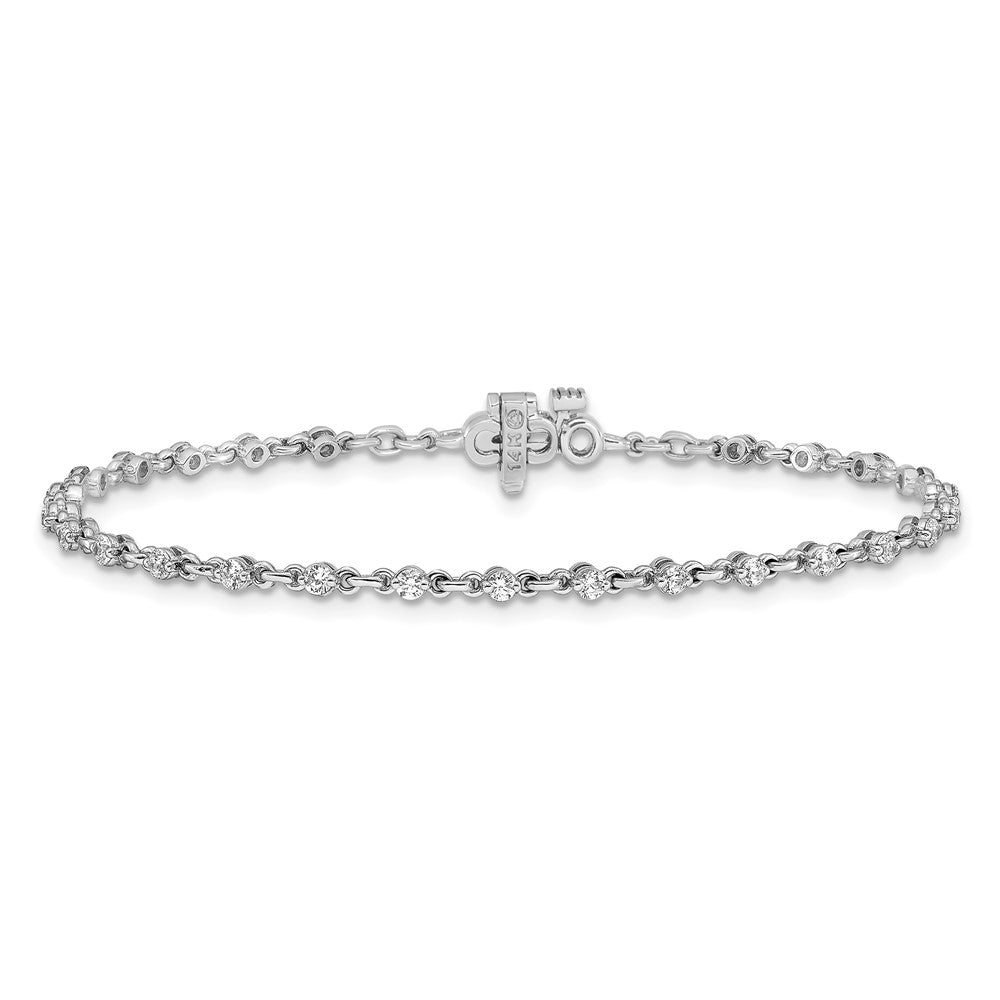14k White Gold Complete 7/8 carat Round A Diamond 2-prong 7 inch Tennis Bracelet