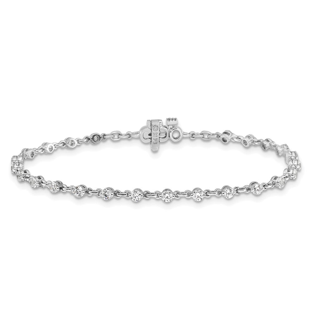 14k White Gold Complete 2.25 carat Round A Diamond 2-prong 7 inch Tennis Bracelet