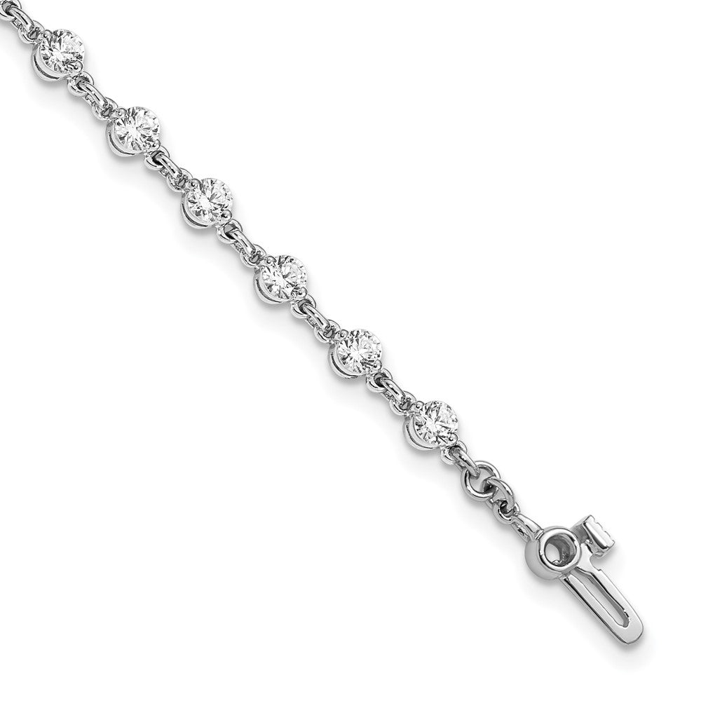 14k White Gold Complete 2.25 carat Round AA Diamond 2-prong 7 inch Tennis Bracelet