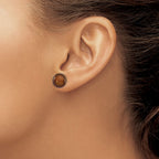 14k 10-11mm Brown Button Freshwater Cultured Pearl Stud Post Earrings