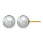 14k 10-11mm Grey Round Freshwater Cultured Pearl Stud Post Earrings