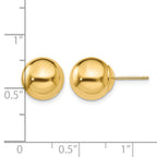 14k 10mm Polished Puffed Ball Post Earrings