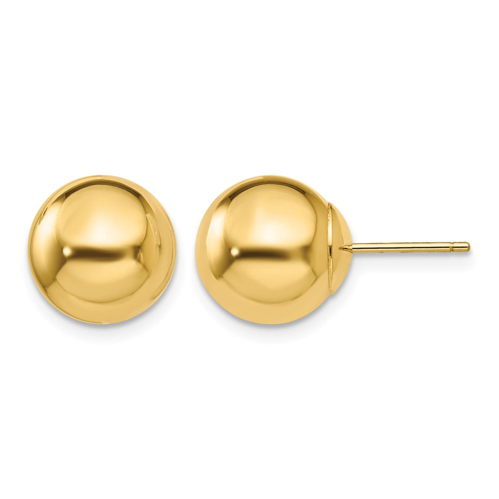 14k 10mm Polished Puffed Ball Post Earrings