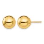 14k 10mm Polished Puffed Ball Post Earrings