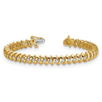 14k Complete 0.93 carat Round AA Diamond Fancy Spiral 7 inch Tennis Bracelet