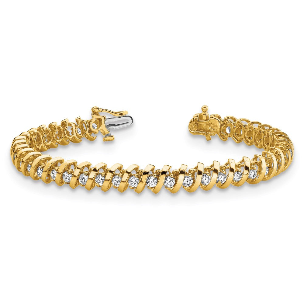 14k Complete 0.93 carat Round VS Diamond Fancy Spiral 7 inch Tennis Bracelet