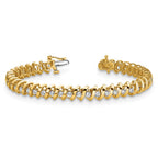 14k Complete 0.93 carat Round AA Diamond Fancy Spiral 7 inch Tennis Bracelet