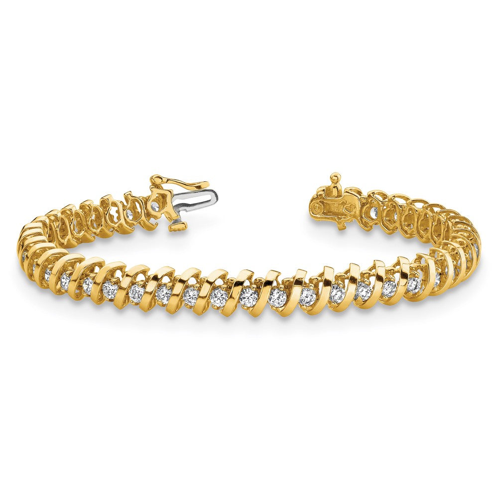 14k Complete 0.93 carat Round A Diamond Fancy Spiral 7 inch Tennis Bracelet