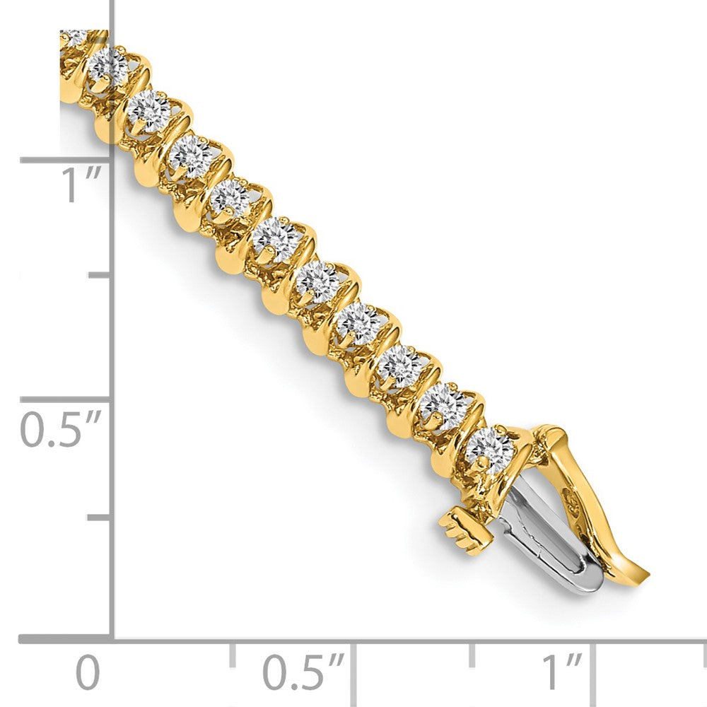 14k Complete 0.93 carat Round AAA Diamond Fancy Spiral 7 inch Tennis Bracelet