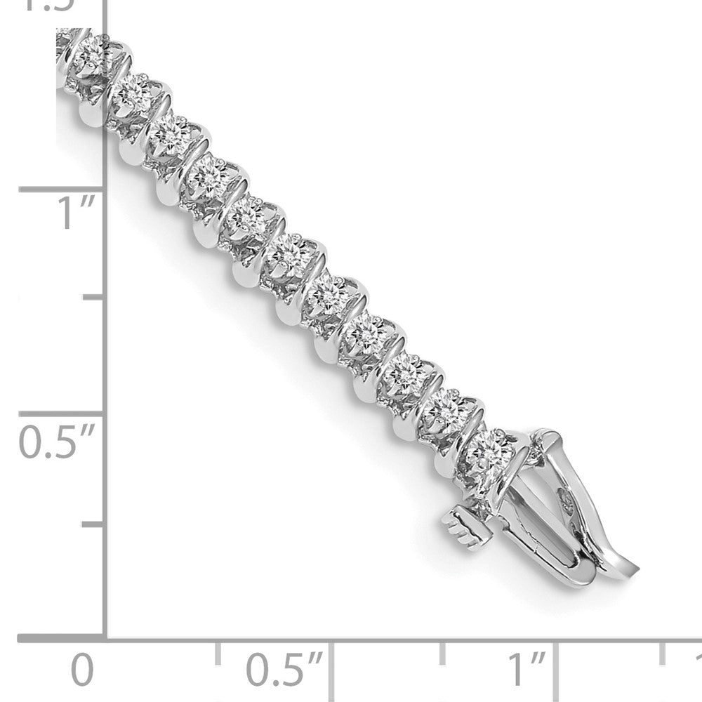 14k White Gold Complete 0.93 carat Round AAA Diamond Fancy Spiral 7 inch Tennis Bracelet