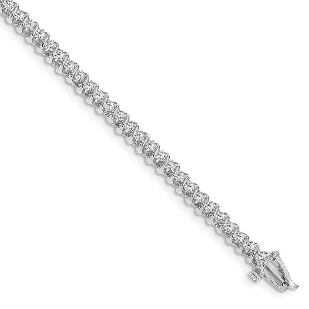14k White Gold Complete 0.93 carat Round A Diamond Fancy Spiral 7 inch Tennis Bracelet