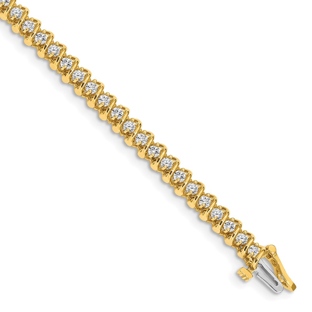 14k Complete 1.4 carat Round AA Diamond Fancy Spiral 7 inch Tennis Bracelet