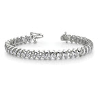 14k White Gold Complete 1.4 carat Round AAA Diamond Fancy Spiral 7 inch Tennis Bracelet