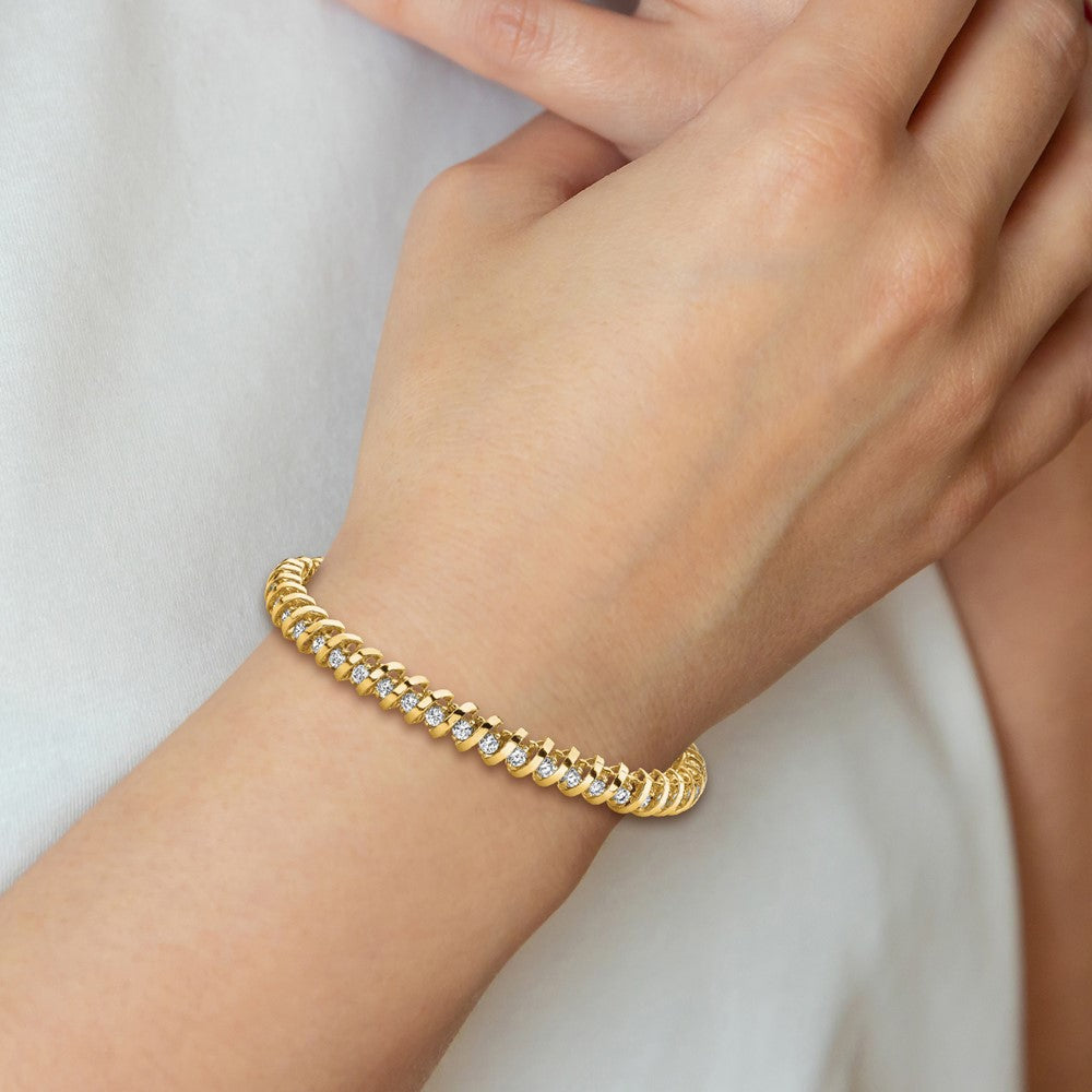 14k Complete 1.95 carat Round AAA Diamond Fancy Spiral 7 inch Tennis Bracelet