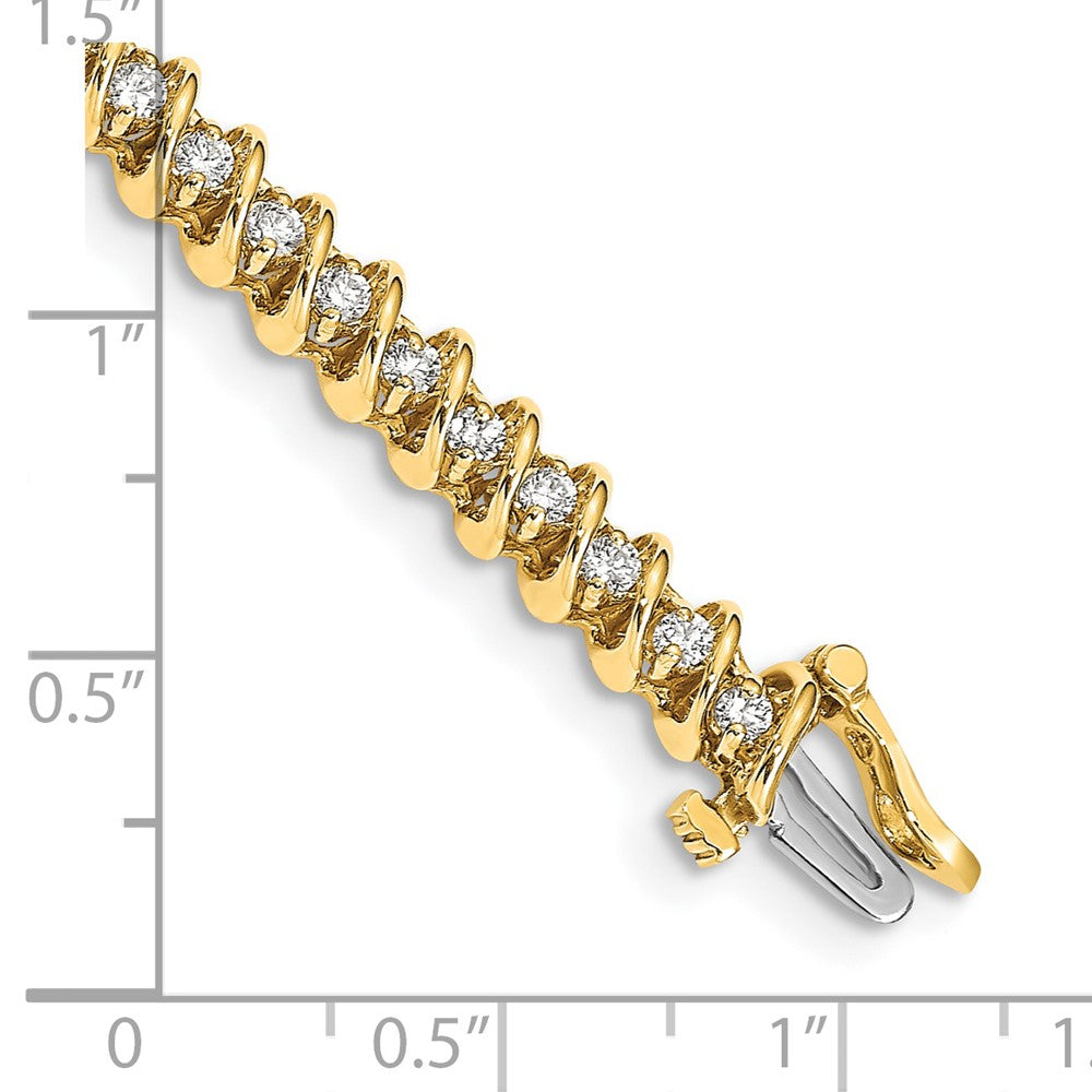 14k Complete 1.95 carat Round AA Diamond Fancy Spiral 7 inch Tennis Bracelet