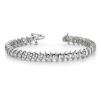 14k White Gold Complete 1.95 carat Round AA Diamond Fancy Spiral 7 inch Tennis Bracelet