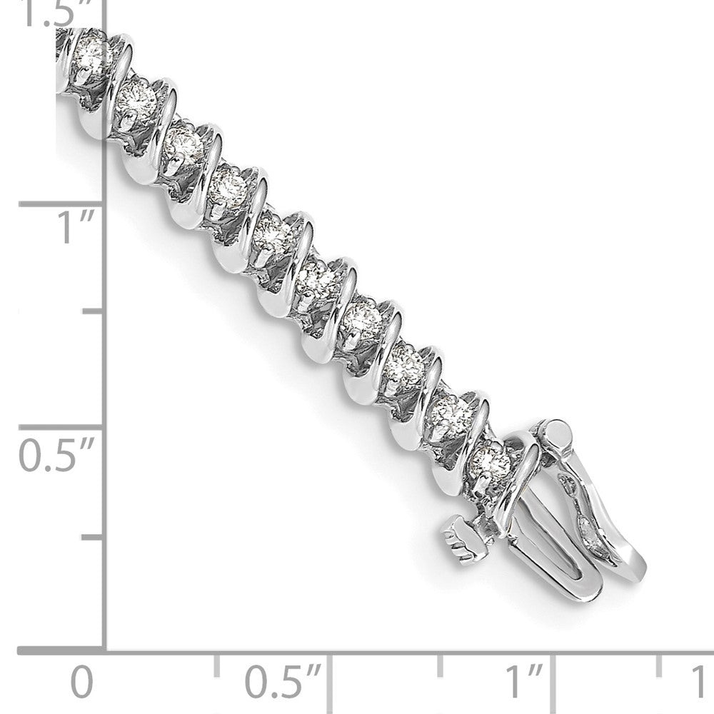 14k White Gold Complete 1.95 carat Round AA Diamond Fancy Spiral 7 inch Tennis Bracelet