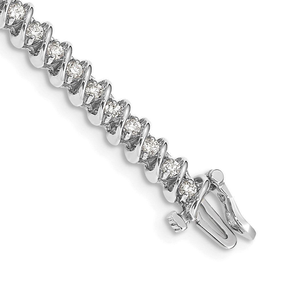 14k White Gold Complete 1.95 carat Round AAA Diamond Fancy Spiral 7 inch Tennis Bracelet