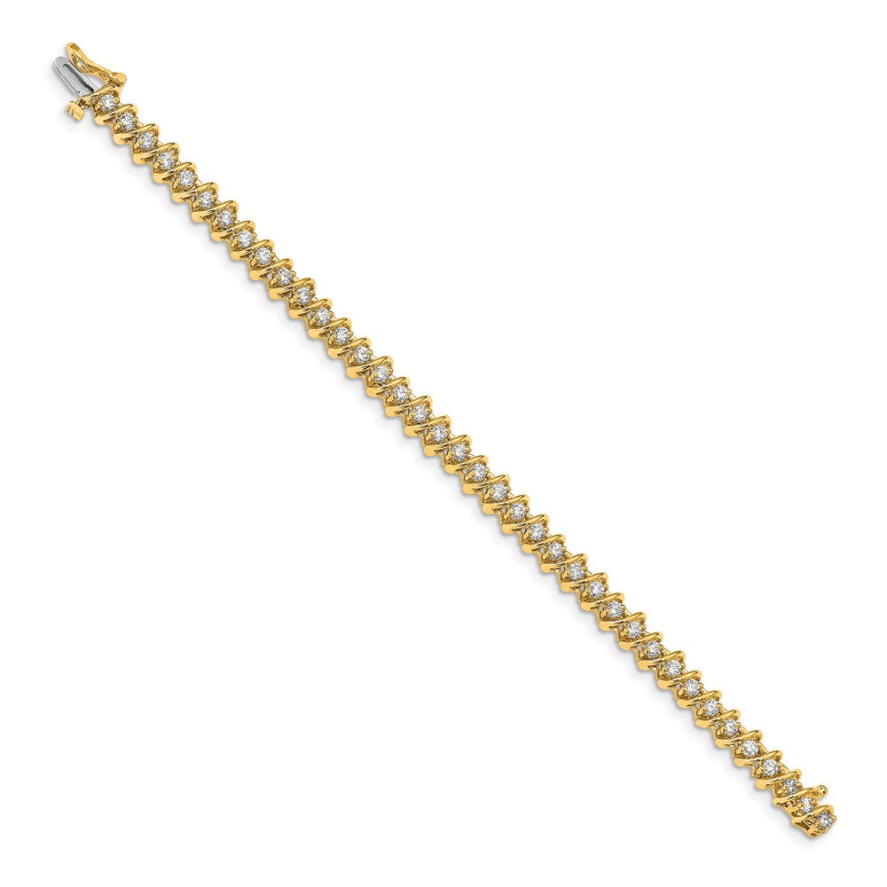 14k Complete 2.25 carat Round A Diamond Fancy Spiral 7 inch Tennis Bracelet