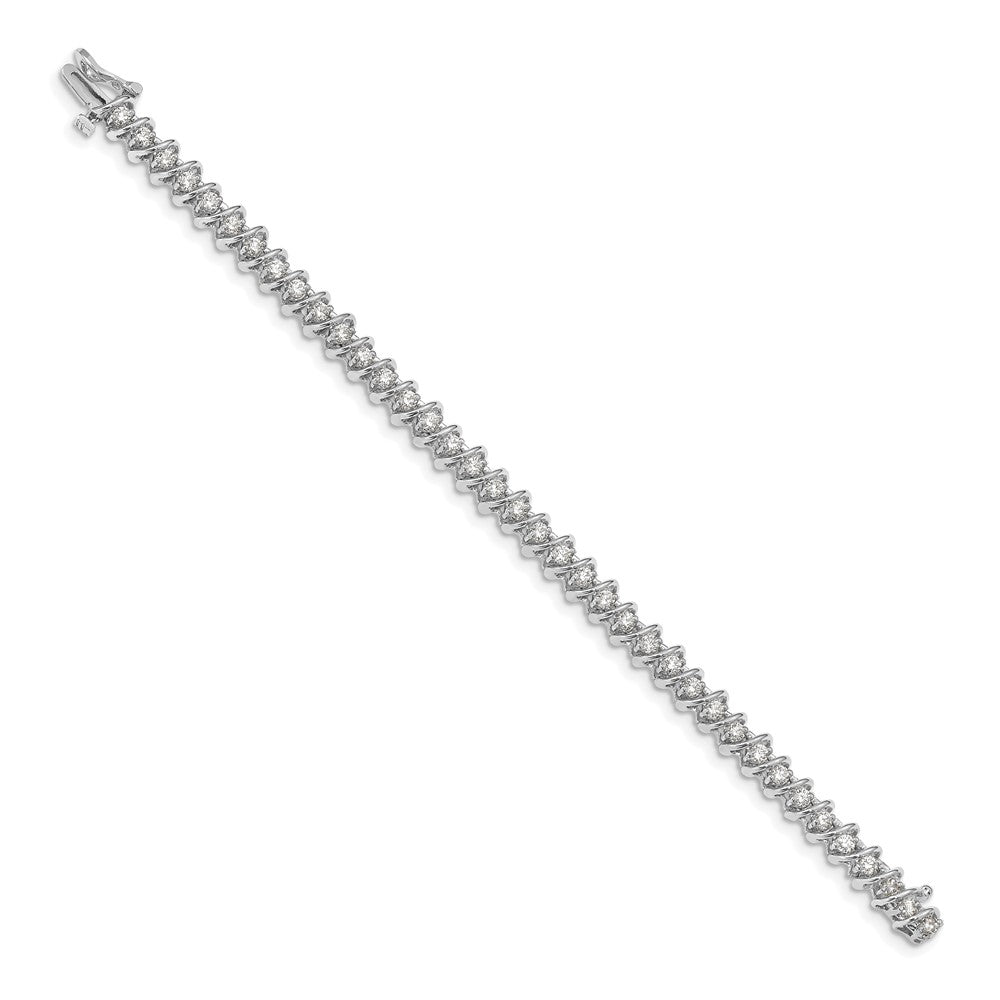 14k White Gold Complete 2.25 carat Round A Diamond Fancy Spiral 7 inch Tennis Bracelet