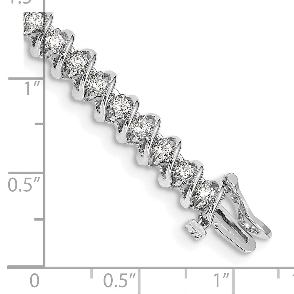 14k White Gold Complete 2.25 carat Round A Diamond Fancy Spiral 7 inch Tennis Bracelet