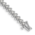 14k White Gold Complete 2.25 carat Round A Diamond Fancy Spiral 7 inch Tennis Bracelet