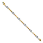 14k Two-tone Complete 1/2 carat Round AA Diamond Bar 7 inch Tennis Bracelet