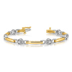 14k Two-tone Complete 1/2 carat Round AAA Diamond Bar 7 inch Tennis Bracelet