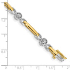 14k Two-tone Complete 1/2 carat Round AAA Diamond Bar 7 inch Tennis Bracelet
