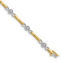 14k Two-tone Complete 1/2 carat Round AA Diamond Bar 7 inch Tennis Bracelet