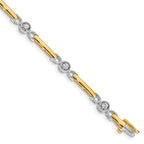 14k Two-tone Complete 1/2 carat Round AA Diamond Bar 7 inch Tennis Bracelet