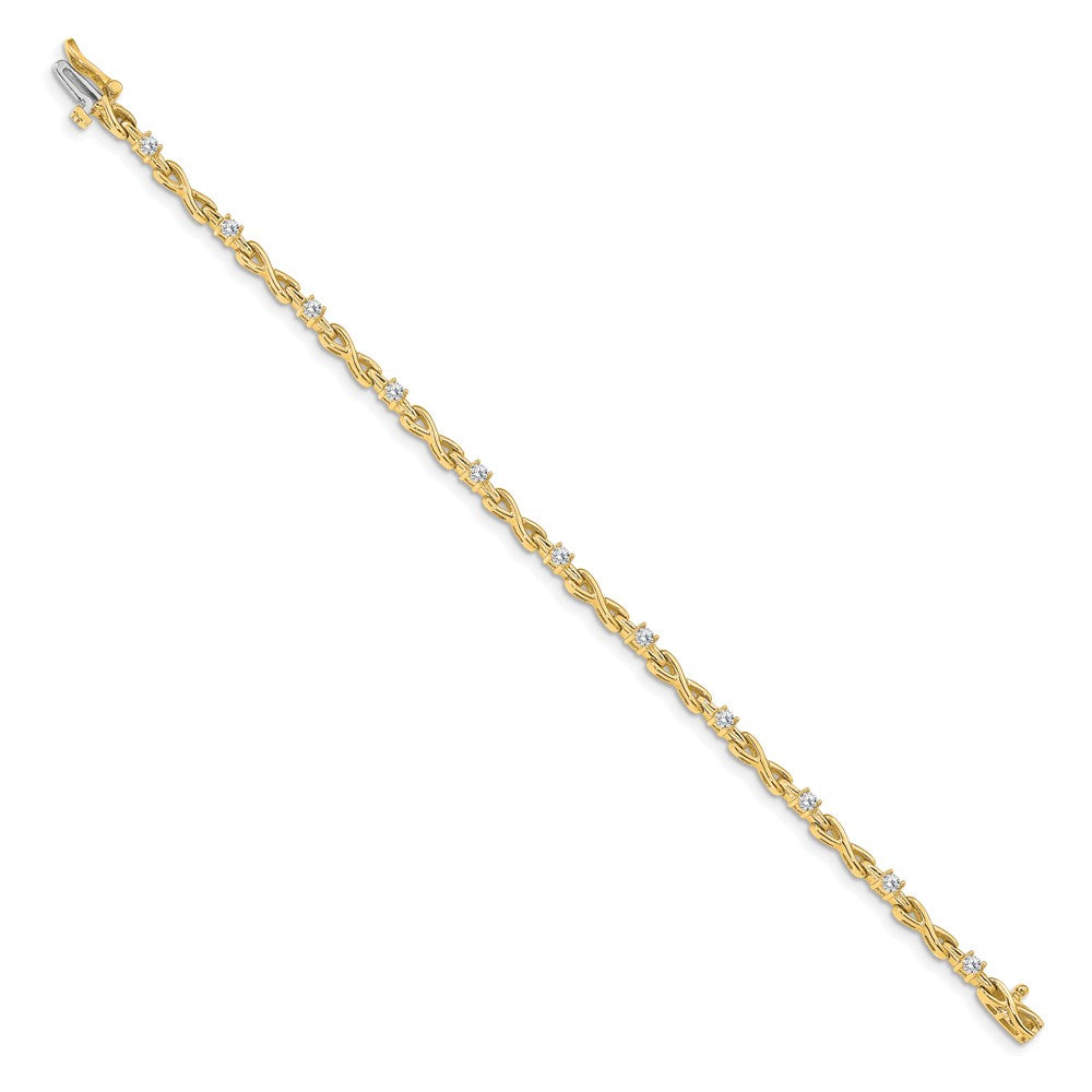 14k Complete 1/2 carat Round AAA Diamond 4-prong X-design 7 inch Tennis Bracelet