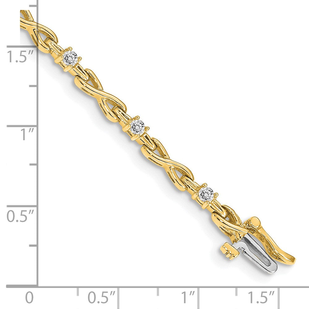 14k Complete 1/2 carat Round A Diamond 4-prong X-design 7 inch Tennis Bracelet