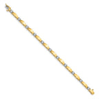 14k Two-tone Complete 1.13 carat Round VS Diamond Curved Bar Link 7 inch Tennis Bracelet