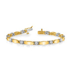 14k Two-tone Complete 1.13 carat Round VS Diamond Curved Bar Link 7 inch Tennis Bracelet