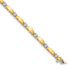14k Two-tone Complete 1.13 carat Round VS Diamond Curved Bar Link 7 inch Tennis Bracelet
