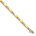 14k Two-tone Complete 1.13 carat Round AA Diamond Curved Bar Link 7 inch Tennis Bracelet