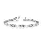 14k White Gold Complete 1.13 carat Round VS Diamond Curved Bar Link 7 inch Tennis Bracelet