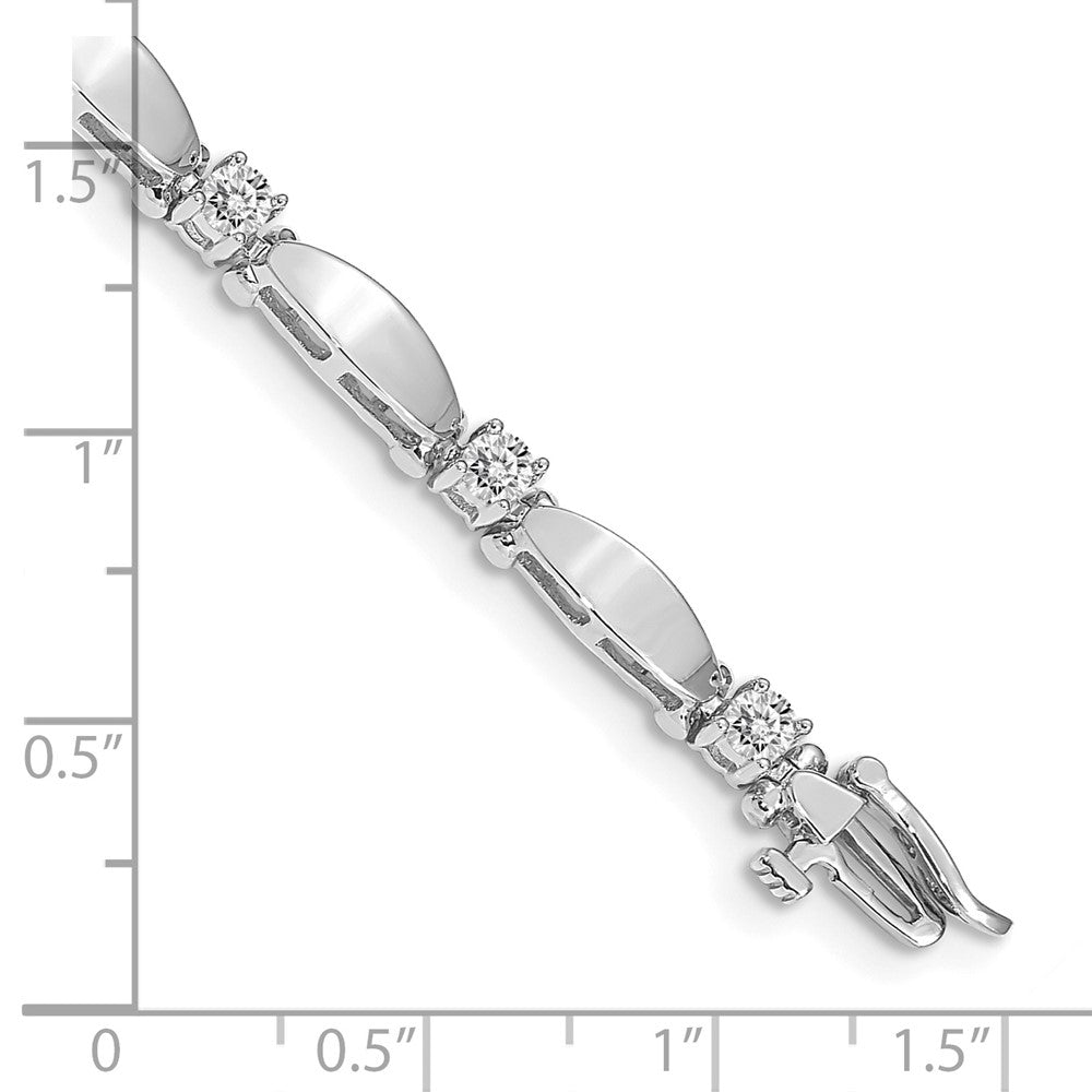 14k White Gold Complete 1.13 carat Round AAA Diamond Curved Bar Link 7 inch Tennis Bracelet