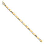 14k Two-tone Complete 1.87 carat Round A Diamond Curved Bar Link 7 inch Tennis Bracelet